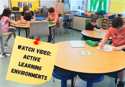  students sitting at active learning tables